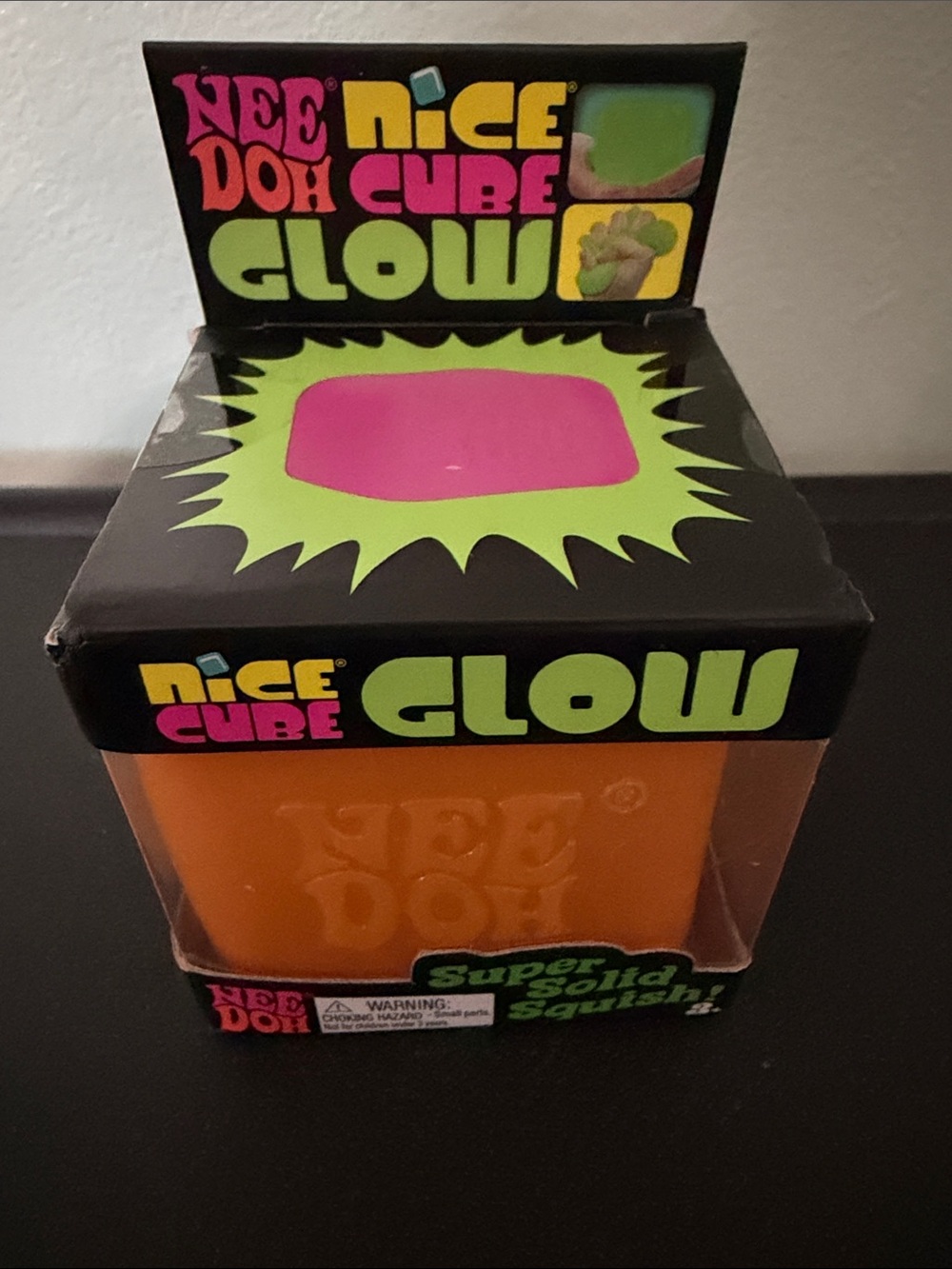 Nee Doh Nice Cube GLOW Squishy  - Orange